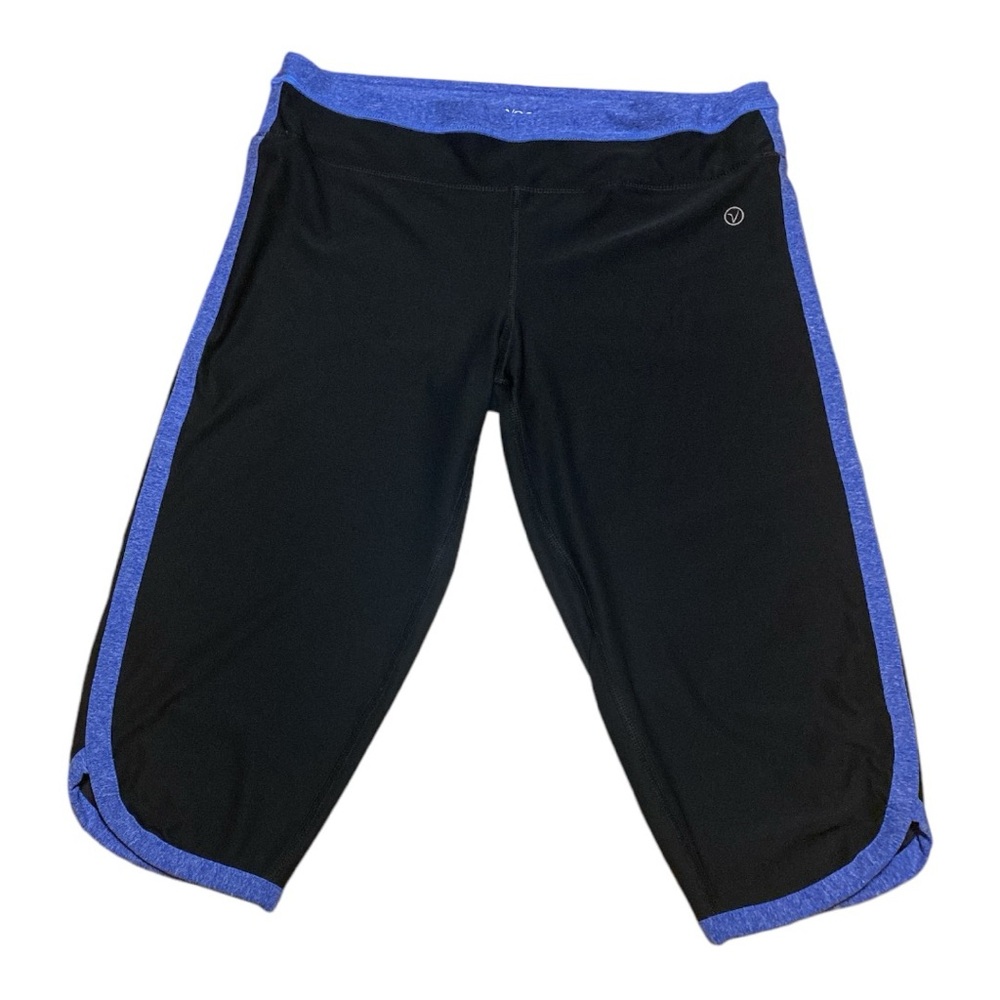 Vogo Athletica Women’s Athletic Capri Leggings Pants Size Large Black Blue Yoga